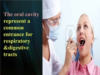 The oral cavity
represent a
common
entrance for
respiratory
&digestive
tracts

 