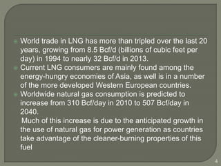  World trade in LNG has more than tripled over the last 20
years, growing from 8.5 Bcf/d (billions of cubic feet per
day)...