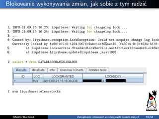 Blokowanie wykonywania zmian, jak sobie z tym radzić
1: INFO 21.09.15 16:23: liquibase: Waiting for changelog lock....
2: ...