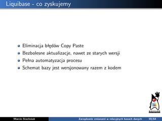 Liquibase - co zyskujemy
Eliminacja błędów Copy Paste
Bezbolesne aktualizacje, nawet ze starych wersji
Pełna automatyzacja...