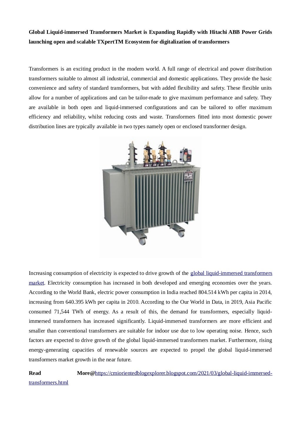 Global Liquidimmersed Transformers Market is Expanding Rapidly with