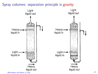 Spray columns: separation principle is gravity
[Richardson and Harker, p 751] 17
 