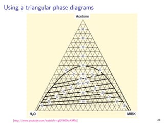 Using a triangular phase diagrams
[http://www.youtube.com/watch?v=gGYHXhcKM5s] 26
 