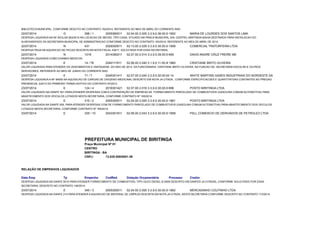 BIBLIOTECA MUNICIPAL, CONFORME DESCITO NO CONTRATO 162/2014, REFERENTE AO MES DE ABRIL DO CORRENTE ANO. 
22/07/2014 G 298 / 1 2005360011 02.04.00 2.005 3.3.9.0.36.00.001 09052 MARIA DE LOURDES DOS SANTOS LIMA 
DESPESA LIQUIDADA NA NF AVULSA 263/2014 NA LOCACAO DE IMOVEL TIPO CASA, STIUADO NA PRACA MUNICIPAL S/N, CENTRO, BIRITINGA-BAHIA DESTINADO PARA INSTALACAO DO 
ALMOXARIFADO DA SECRETARIA MUNICIPAL DE ADMINISTRACAO CONFORME DESCITO NO CONTRATO 163/2014, REFERENTE AO MES DE ABRIL DE 2014. 
22/07/2014 N 431 2029300011 02.13.00 2.029 3.3.9.0.30.00.001 09058 COMERCIAL TRATORFEIRA LTDA 
DESPESA PAGA NA AQUISICAO DE PECAS DESCRITA EM NOTA FISCAL 43917, SOLICITADA POR ESSA SECRETARIA. 
22/07/2014 N 1016 2014390211 02.07.00 2.014 3.3.9.0.39.00.006 0925 DAVID ANDRE CRUZ FREIRE ME 
DESPESA LIQUIDADA COMO EXAMES MEDICOS. 
23/07/2014 E 14 / 76 2040111911 02.06.00 2.040 3.1.9.0.11.05.001 19960 CRISTIANE BRITO OLIVEIRA 
VALOR LIQUIDADA PARA ATENDER OS VENCIMENTOS E VANTAGENS DO ANO DE 2014, DA FUNCIONARIA: CRISTIANE BRITO OLIVEIRA, NA FUNCAO DE: SECRETARIA ESCOLAR E OUTROS 
SERVIDORES, REFERENTE AO MES DE JUNHO DO CORRENTE ANO. 
23/07/2014 E 71 / 7 2045301411 02.07.00 2.045 3.3.9.0.30.00.00 14 WHITE MARTINS GASES INDUSTRIAIS DO NORDESTE SA 
DESPESA LIQUIDADA A NF 84550 NA AQUISICAO DE CARGAS DE OXIGENIO MEDICINAL DESCRITO EM NOTA JA CITADA, CONFORME ESPECIFICACOES E QUANTITATIVAS CONTANTES NO PREGAO 
PRESENCIAL 3/2013 DO PRIMEIRO TERMO ADITIVO DO CONTRATO 97/2013. 
23/07/2014 E 124 / 4 2016301421 02.07.00 2.016 3.3.9.0.30.00.006 1946 POSTO BIRITINGA LTDA 
VALOR LIQUIDADO NA DANFE 501 PARA ATENDER DESPESAS COM A CONTRATAÇÃO DE EMPRESA DE FORNECIMENTO PARCELADO DE COMBUSTIVEIS (GASOLINA COMUM AUTOMOTIVA) PARA 
ABASTECIMENTO DOS VEICULOS LOTADOS NESTA SECRETARIA, CONFORME CONTRATO Nº 165/2014. 
23/07/2014 E 315 / 2 2005300011 02.04.00 2.005 3.3.9.0.30.00.001 09061 POSTO BIRITINGA LTDA 
VALOR LIQUIDADA NA DANFE 505, PARA ATENDER DESPESAS COM DE FORNECIMENTO PARCELADO DE COMBUSTIVEIS (GASOLINA COMUM AUTOMOTIVA) PARA ABASTECIMENTO DOS VEICULOS 
LOTADOS NESTA SECRETARIA, CONFORME CONTRATO Nº 165/2014. 
23/07/2014 E 335 / 10 2043301911 02.06.00 2.043 3.3.9.0.30.00.001 19959 PSLL COMERCIO DE DERIVADOS DE PETROLEO LTDA 
PREFEITURA MUNICIPAL DE BIRITINGA 
Praça Municipal Nº 01 
CENTRO 
BIRITINGA - BA 
CNPJ: 13.835.558/0001-39 
RELAÇÃO DE EMPENHOS LIQUIDADOS 
Data Emp Tp Empenho CodRed Dotação Orçamentária Processo Credor 
DESPESA LIQUIDADA NA DANFE 5010 PARA ATENDER FORNECIMENTO DE COMBUSTIVEL TIPO OLEO DIESEL B S500 DESCRITO EM DANFES JA CITADAS, CONFORME SOLICITADO POR ESSA 
SECRETARIA, DESCRITO NO CONTRATO 146/2014. 
23/07/2014 E 345 / 3 2005300011 02.04.00 2.005 3.3.9.0.30.00.001 09062 MERCADINHO COUTINHO LTDA 
DESPESA LIQUIDADA NA DANFE 214 PARA ATENDER A AQUISICAO DE MATERIAL DE LIMPEZA DESCRITA EM NOTA JA CITADA, DESTA SECRETARIA CONFORME DESCRITO NO CONTRATO 173/2014. 
 