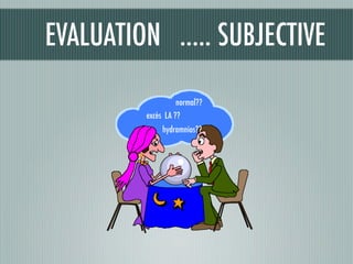 excès LA ??
hydramnios??
normal??
EVALUATION ..... SUBJECTIVE
 