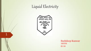 Liquid Electricity
Snehdeep Kunwar
160356
EE-S4
1
 