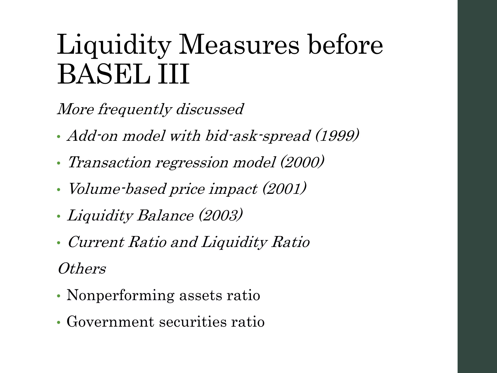 Liquidity Risk Basic Liquidity Risk Measurement | PPTX