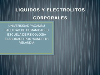 UNIVERSIDAD YACAMBU
FACULTAD DE HUMANIDADES
ESCUELA DE PSICOLOGIA
ELABORADO POR :SANDRITH
VELANDIA
 