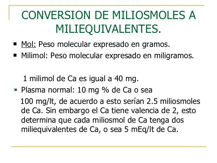 Como Pasar De Moles A Milimoles