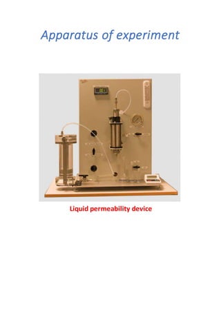 Apparatus of experiment
Liquid permeability device
 
