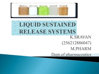 K.SRAVAN 
(256212886047) 
M.PHARM 
Dept.of pharmaceutics 
1 
 