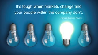 It’s tough when markets change and
your people within the company don’t.
Harvard Business Review
 