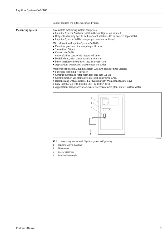 Liquiline system ca80 no endress+hauser datasheet-colorimetric analyzer ...