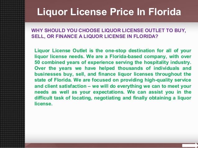 Liquor license price in florida