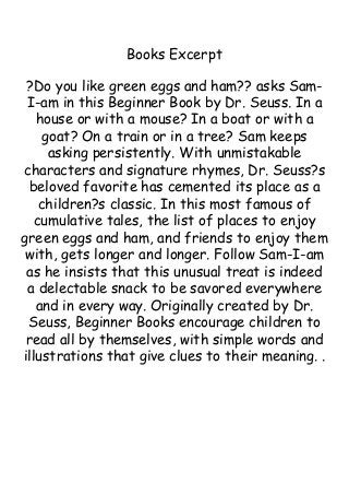 Lire Des Livres Green Eggs And Ham
