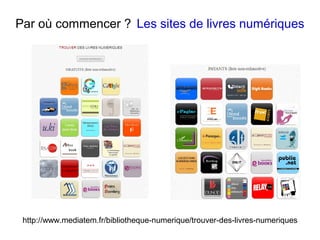 Par où commencer ? Les sites de livres numériques
http://www.mediatem.fr/bibliotheque-numerique/trouver-des-livres-numeriq...