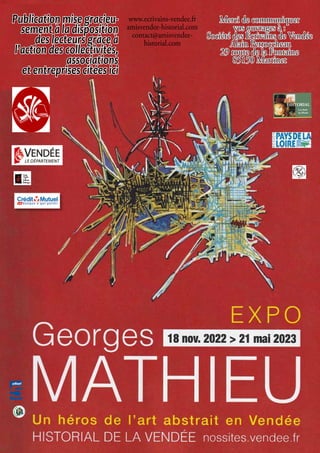Publication mise gracieu-
sement à la disposition
des lecteurs grâce à
l’action des collectivités,
associations
et entreprises citées ici
Merci de communiquer
vos ouvrages à :
Société des Écrivains de Vendée
Alain Perroccheau
29 route de la Fontaine
85150 Martinet
www.ecrivains-vendee.fr
amisvendee-historial.com
contact@amisvendee-
historial.com
 