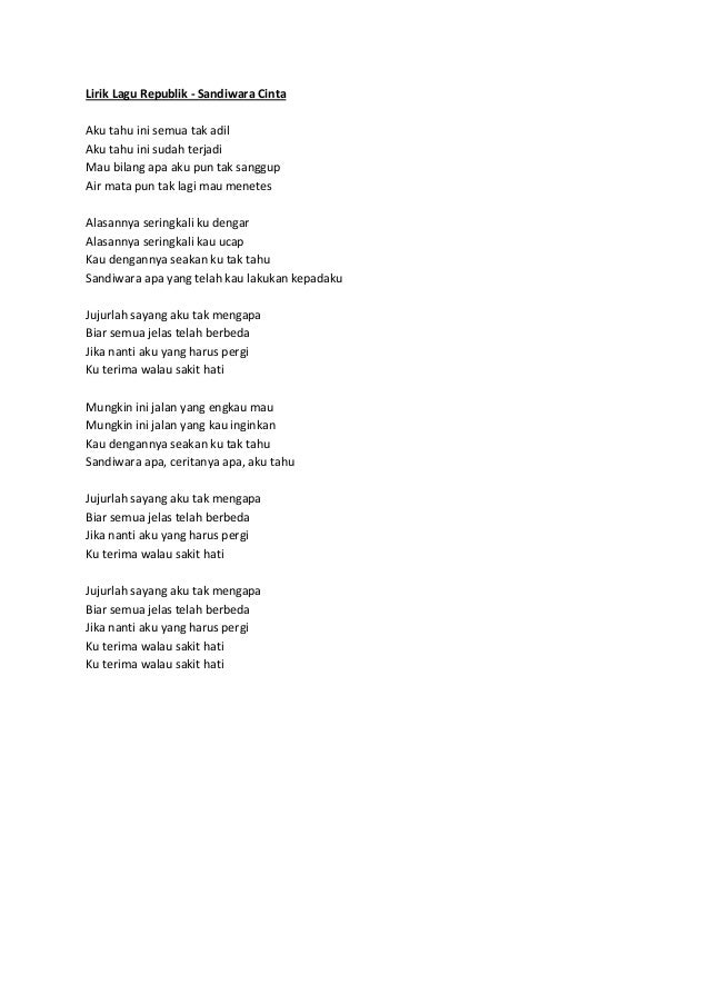 Lirik Lagu Sandiwara Cinta Republik