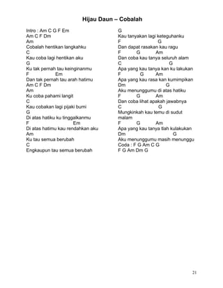 Chord Tiba Tiba Semua Berubah Lirik dan-chord-lagu-indo