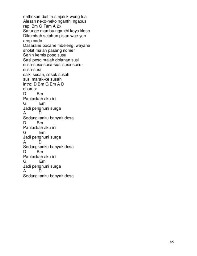 Lirik Dan Chord Lagu Indo