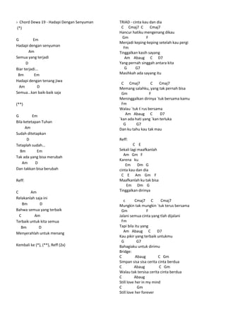 Lirik & chord lagu mix 1