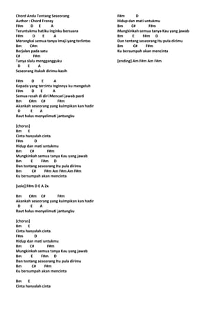 Lirik & chord lagu mix 1