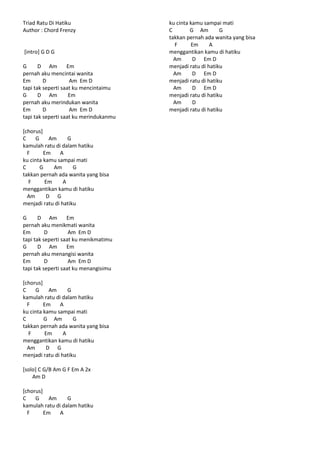 Lirik & chord lagu mix 1