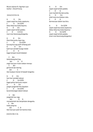 Lirik & chord lagu mix 1