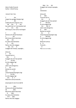 Lirik & chord lagu mix 1