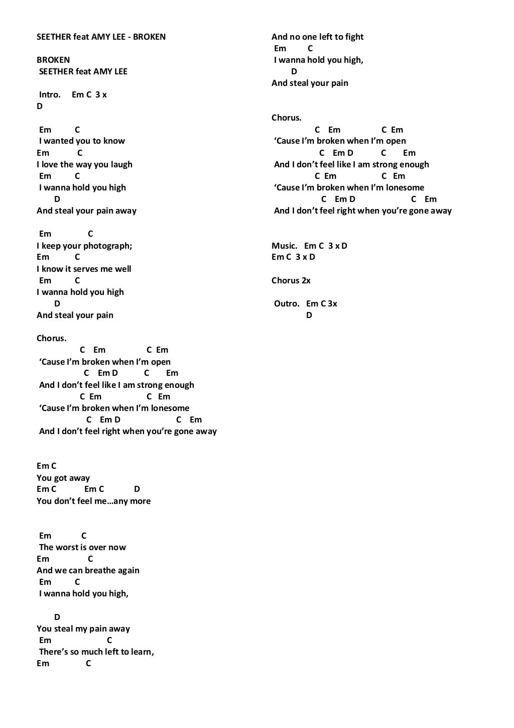 Lirik & chord lagu mix 1