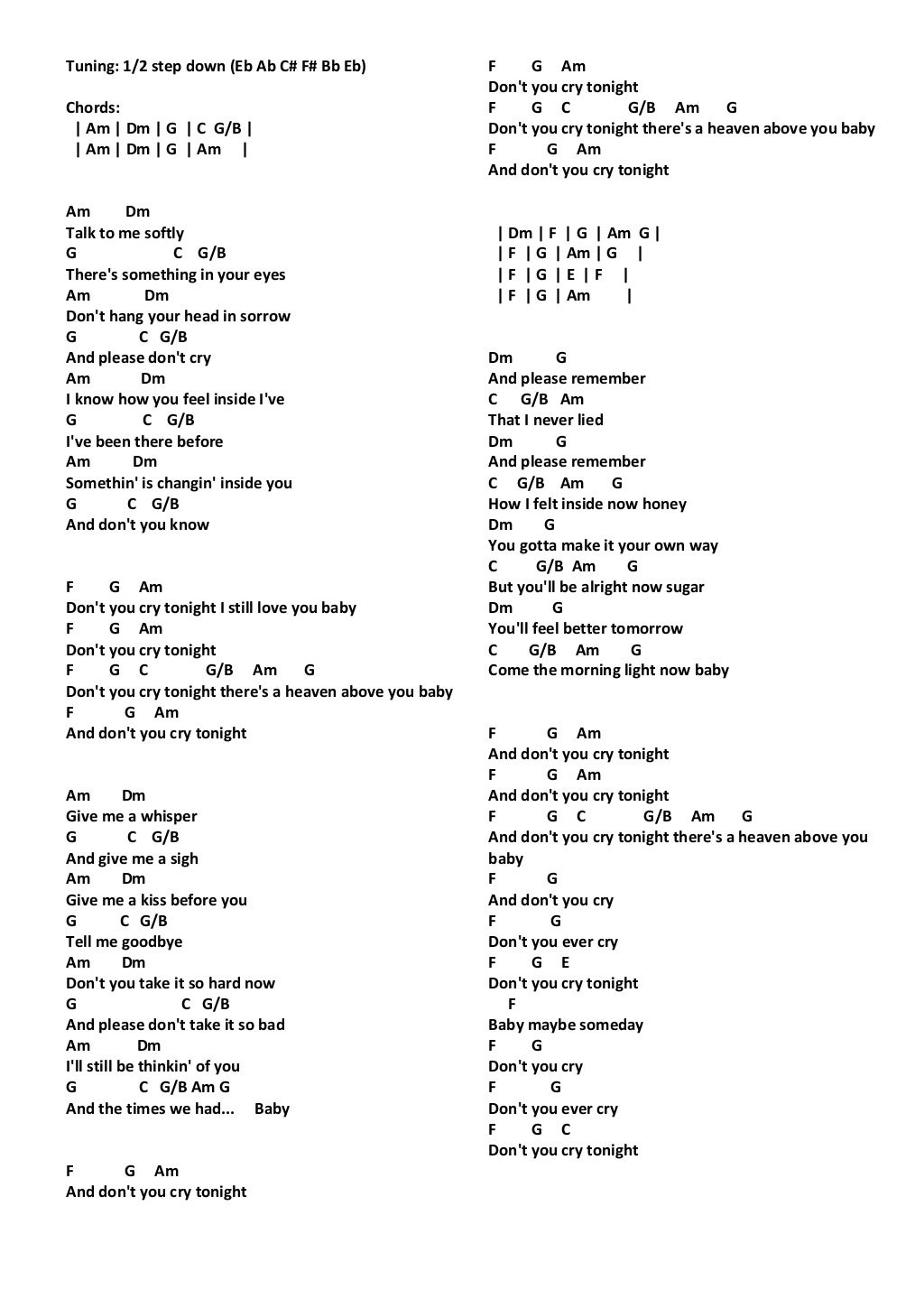 Lirik & chord lagu mix 1