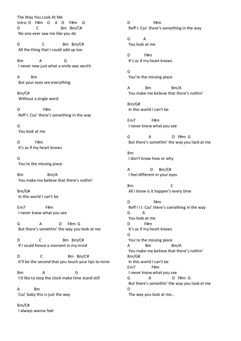 Lirik & chord lagu mix 1 Lirik & chord lagu mix 1
