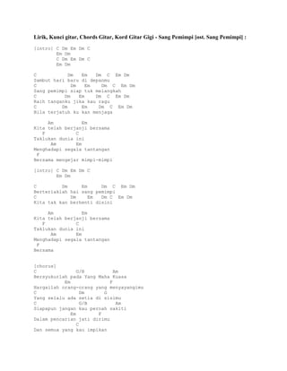 Lirik dan kunci gitar gigi | DOCX