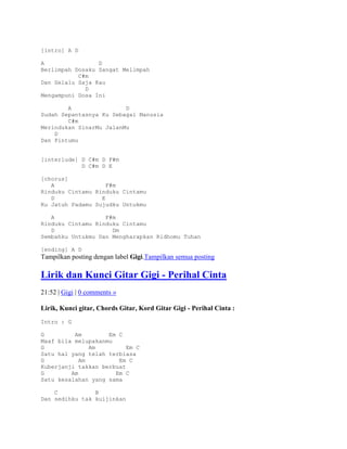 Lirik dan kunci gitar gigi | DOCX