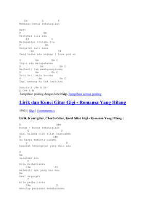 Lirik dan kunci gitar gigi | DOCX