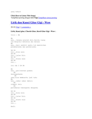 Lirik dan kunci gitar gigi | DOCX