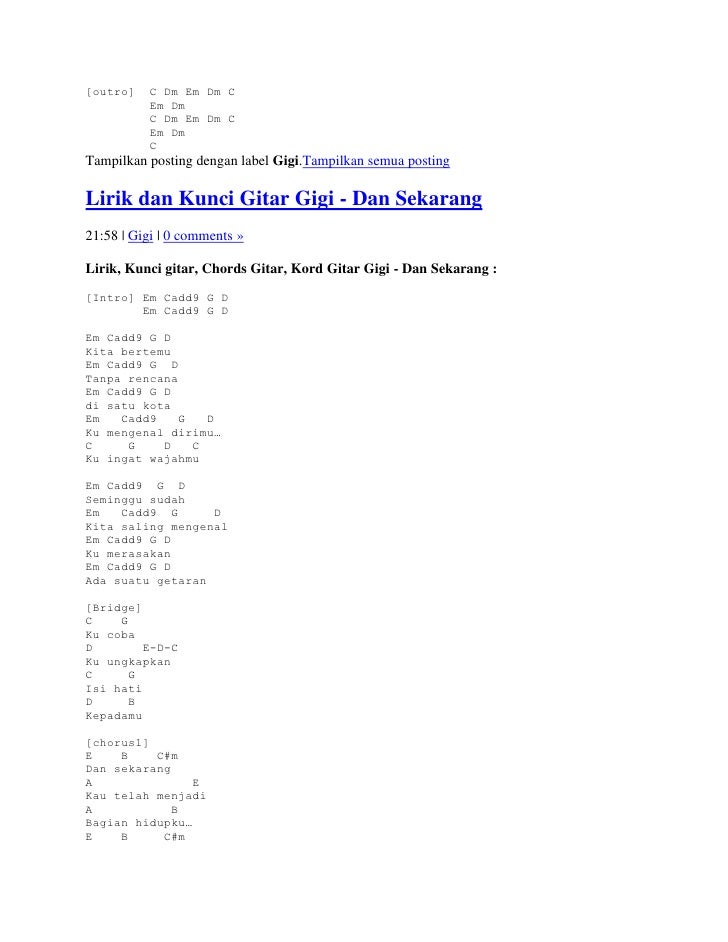 Lirik dan kunci gitar gigi