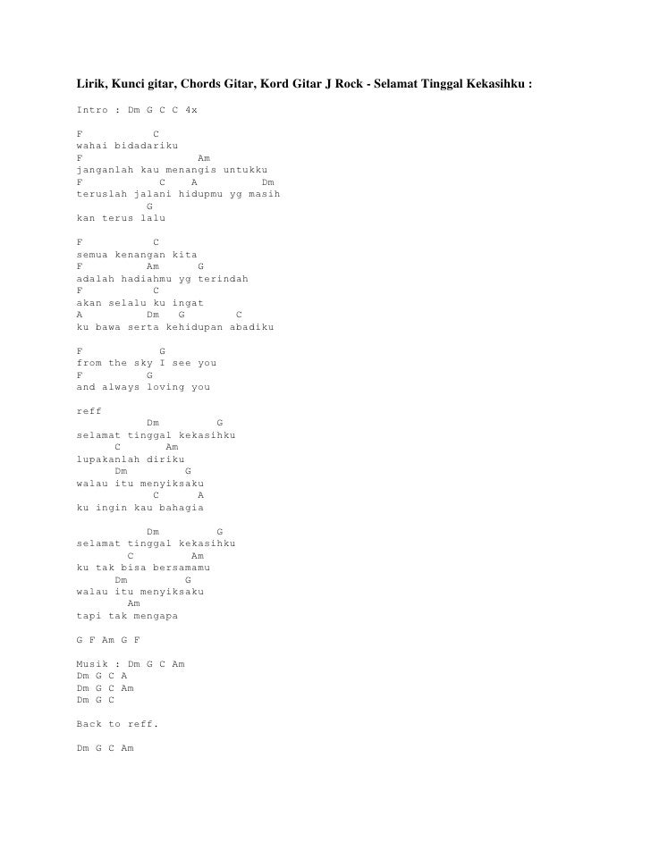 Lirik dan kunci gitar j rock