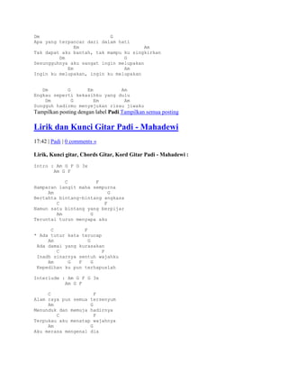 Lirik dan kunci gitar padi | DOCX