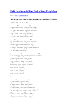 Lirik dan kunci gitar padi | DOCX