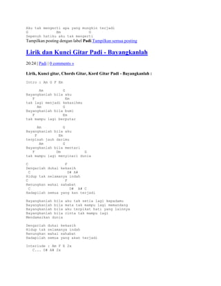 Lirik dan kunci gitar padi | DOCX