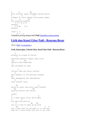 Lirik dan kunci gitar padi | DOCX