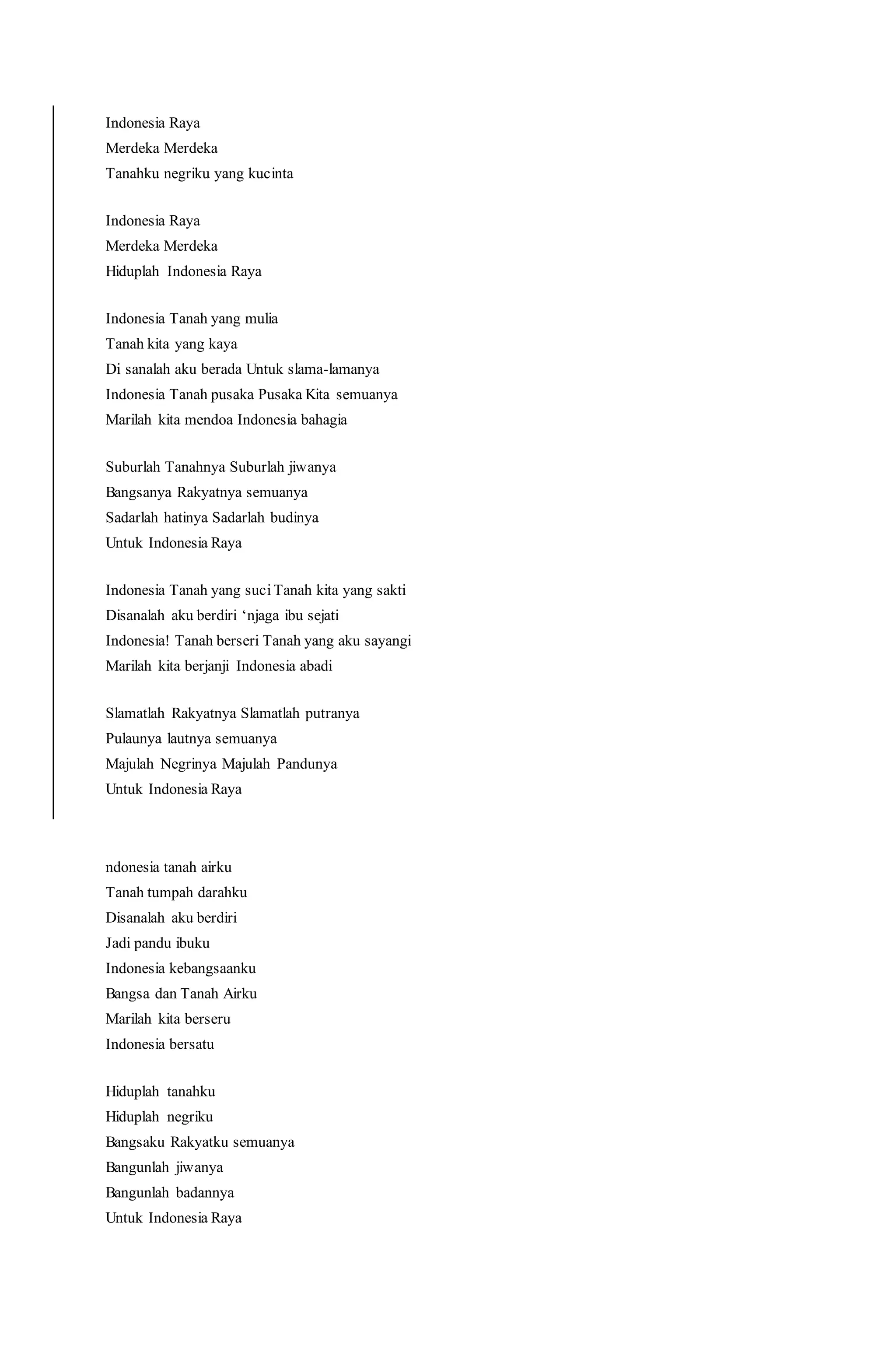 Lirik lagu indonesia raya | DOCX