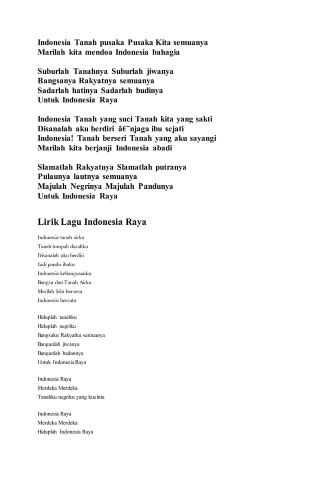 Lirik lagu indonesia raya | DOCX