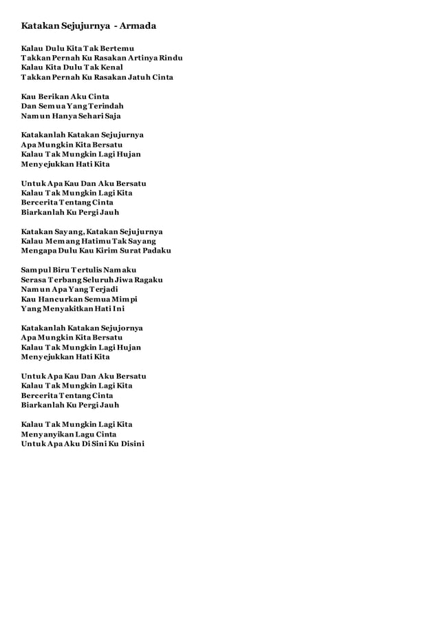 Lirik lagu katakan sejujurnya | PDF