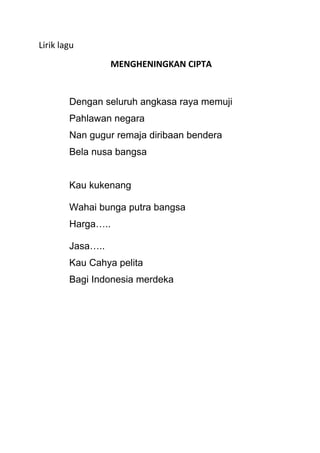 Lirik Lagu Meheningkan Cipta Lirik Lagu Meheningkan Cipta
