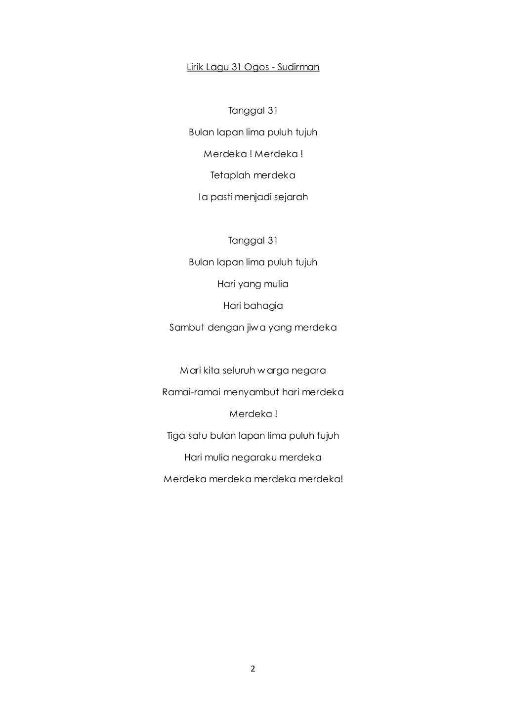 Lirik lagu patriotik
