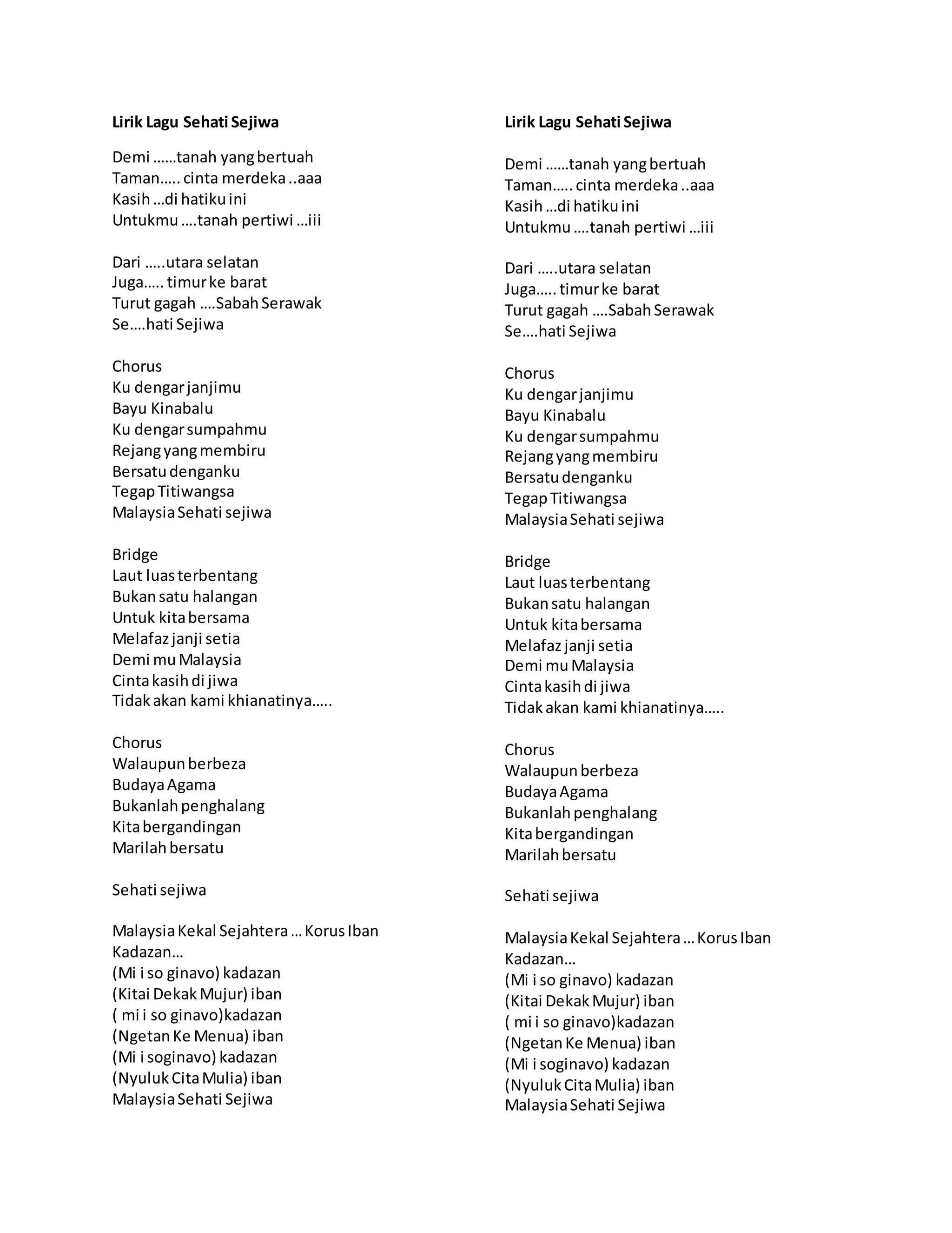 Lirik lagu sehati sejiwa PDF