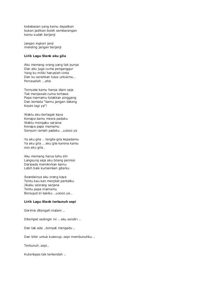 Lirik lagu slank Lirik lagu slank