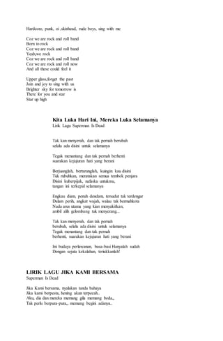 Lirik lagu superman is dead PDF Lirik lagu superman is dead PDF